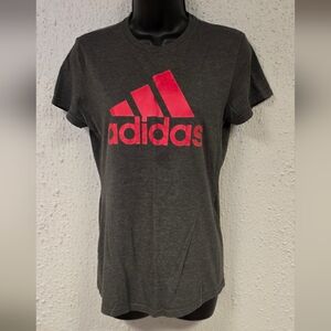 Adidas Gray T-Shirt with Pink Logo